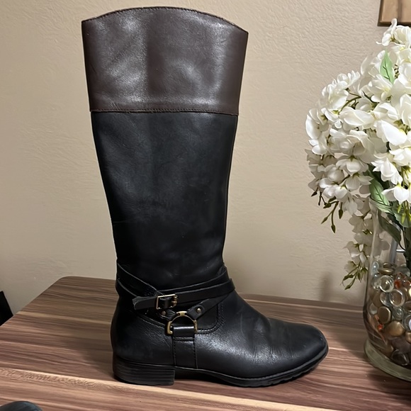 Ralph Lauren, Savion black and brown leather riding boots - Picture 6 of 14